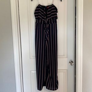Guess striped, strapless jumpsuit.